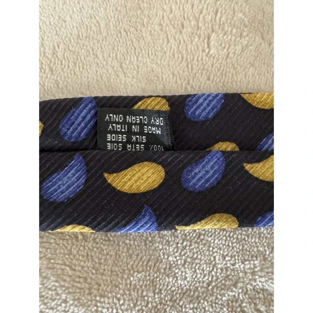 Giacomo De Senese Milano Silk Tie Black Blue‎ Gold Paisley Italian Designer Tie